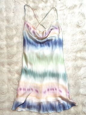 Fiestar Silk Tie Dye Tie Back Mini Dress